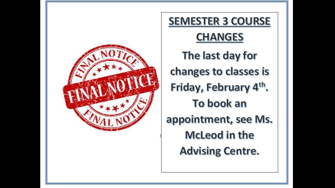 Semester 2 Course Changes